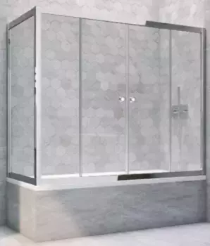 Шторка на ванну стеклянная «Vegas Glass» Z2V+ZVF Tur Novo 165/75 прозрачная/хром глянцевая универсальная