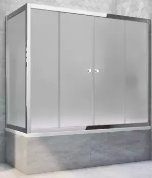 Шторка на ванну стеклянная «Vegas Glass» Z2V+ZVF Tur Novo 165/75 сатин/хром глянцевая универсальная