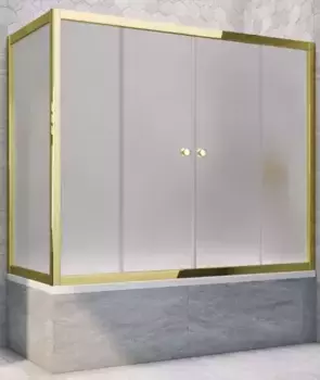 Шторка на ванну стеклянная «Vegas Glass» Z2V+ZVF Tur Novo 165/75 сатин/золото универсальная