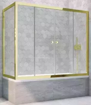 Шторка на ванну стеклянная «Vegas Glass» Z2V+ZVF Tur Novo 165/80 Crystal vision/золото универсальная