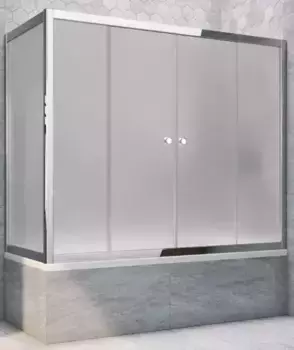 Шторка на ванну стеклянная «Vegas Glass» Z2V+ZVF Tur Novo 165/80 сатин/хром глянцевая универсальная