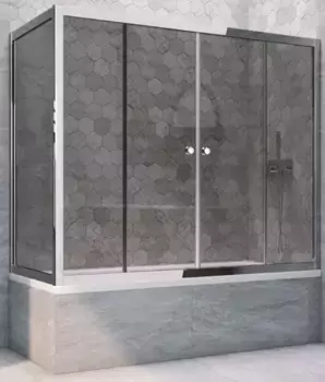 Шторка на ванну стеклянная «Vegas Glass» Z2V+ZVF Tur Novo 165/85 графит/хром глянцевая универсальная