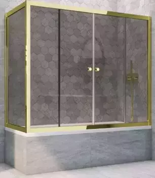 Шторка на ванну стеклянная «Vegas Glass» Z2V+ZVF Tur Novo 165/85 графит/золото универсальная