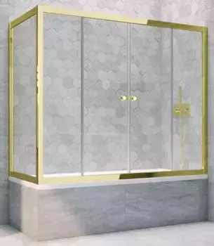 Шторка на ванну стеклянная «Vegas Glass» Z2V+ZVF Tur Novo 165/85 прозрачная/золото универсальная