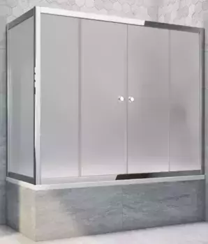 Шторка на ванну стеклянная «Vegas Glass» Z2V+ZVF Tur Novo 165/85 сатин/хром глянцевая универсальная