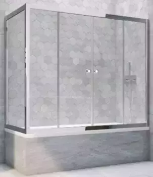 Шторка на ванну стеклянная «Vegas Glass» Z2V+ZVF Tur Novo 165/90 Crystal vision/хром глянцевая универсальная