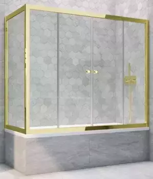 Шторка на ванну стеклянная «Vegas Glass» Z2V+ZVF Tur Novo 165/90 Crystal vision/золото универсальная