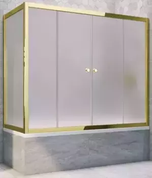 Шторка на ванну стеклянная «Vegas Glass» Z2V+ZVF Tur Novo 165/90 сатин/золото универсальная