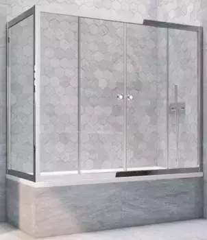Шторка на ванну стеклянная «Vegas Glass» Z2V+ZVF Tur Novo 170/70 Crystal vision/хром глянцевый универсальная