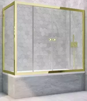 Шторка на ванну стеклянная «Vegas Glass» Z2V+ZVF Tur Novo 170/70 Crystal vision/золото глянцевое универсальная