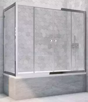 Шторка на ванну стеклянная «Vegas Glass» Z2V+ZVF Tur Novo 170/70 прозрачная/хром глянцевый универсальная