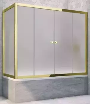 Шторка на ванну стеклянная «Vegas Glass» Z2V+ZVF Tur Novo 170/70 сатин/золото глянцевое универсальная