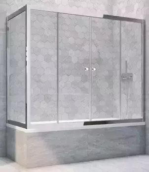 Шторка на ванну стеклянная «Vegas Glass» Z2V+ZVF Tur Novo 170/75 Crystal vision/хром глянцевый универсальная