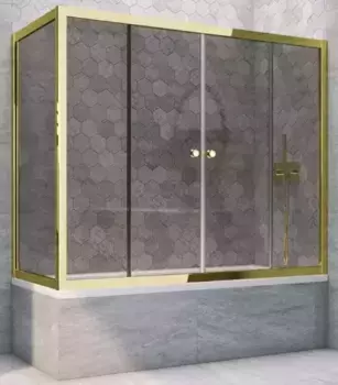 Шторка на ванну стеклянная «Vegas Glass» Z2V+ZVF Tur Novo 170/75 графит/золото глянцевое универсальная