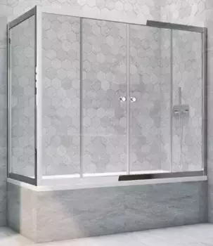 Шторка на ванну стеклянная «Vegas Glass» Z2V+ZVF Tur Novo 170/75 прозрачная/хром глянцевый универсальная