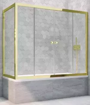 Шторка на ванну стеклянная «Vegas Glass» Z2V+ZVF Tur Novo 170/75 прозрачная/золото глянцевое универсальная