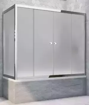 Шторка на ванну стеклянная «Vegas Glass» Z2V+ZVF Tur Novo 170/75 сатин/хром глянцевый универсальная