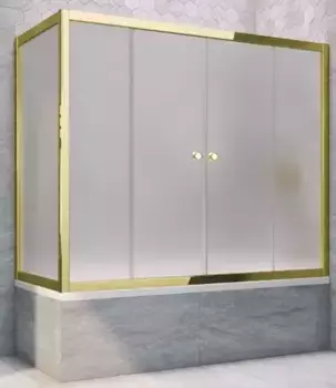 Шторка на ванну стеклянная «Vegas Glass» Z2V+ZVF Tur Novo 170/75 сатин/золото глянцевое универсальная