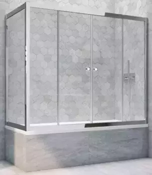Шторка на ванну стеклянная «Vegas Glass» Z2V+ZVF Tur Novo 170/80 Crystal vision/хром глянцевый универсальная