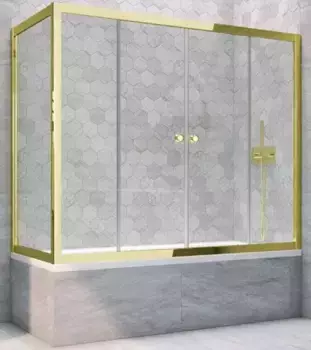 Шторка на ванну стеклянная «Vegas Glass» Z2V+ZVF Tur Novo 170/80 Crystal vision/золото глянцевое универсальная