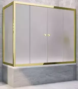 Шторка на ванну стеклянная «Vegas Glass» Z2V+ZVF Tur Novo 170/80 сатин/золото глянцевое универсальная