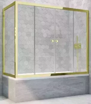 Шторка на ванну стеклянная «Vegas Glass» Z2V+ZVF Tur Novo 170/85 прозрачная/золото глянцевое универсальная