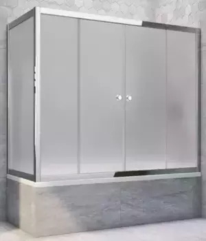 Шторка на ванну стеклянная «Vegas Glass» Z2V+ZVF Tur Novo 170/85 сатин/хром глянцевый универсальная