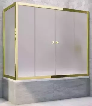 Шторка на ванну стеклянная «Vegas Glass» Z2V+ZVF Tur Novo 170/85 сатин/золото глянцевое универсальная