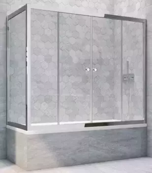 Шторка на ванну стеклянная «Vegas Glass» Z2V+ZVF Tur Novo 170/90 Crystal vision/хром глянцевый универсальная