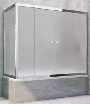 Шторка на ванну стеклянная «Vegas Glass» Z2V+ZVF Tur Novo 170/90 сатин/хром глянцевый универсальная
