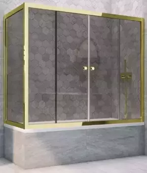 Шторка на ванну стеклянная «Vegas Glass» Z2V+ZVF Tur Novo 175/70 графит/золото универсальная