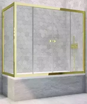 Шторка на ванну стеклянная «Vegas Glass» Z2V+ZVF Tur Novo 175/75 Crystal vision/золото универсальная