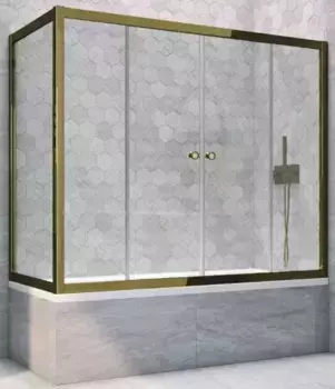 Шторка на ванну стеклянная «Vegas Glass» Z2V+ZVF Tur Novo 175/75 прозрачная/бронза универсальная