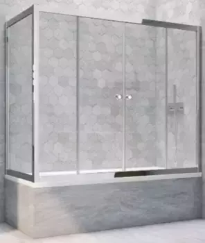 Шторка на ванну стеклянная «Vegas Glass» Z2V+ZVF Tur Novo 175/75 прозрачная/хром глянцевая универсальная
