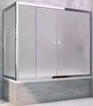 Шторка на ванну стеклянная «Vegas Glass» Z2V+ZVF Tur Novo 175/75 сатин/хром глянцевая универсальная