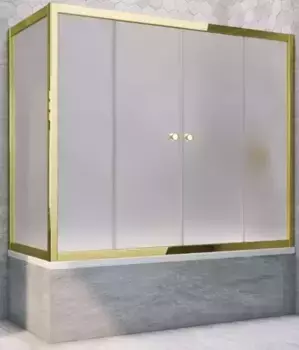 Шторка на ванну стеклянная «Vegas Glass» Z2V+ZVF Tur Novo 175/75 сатин/золото универсальная