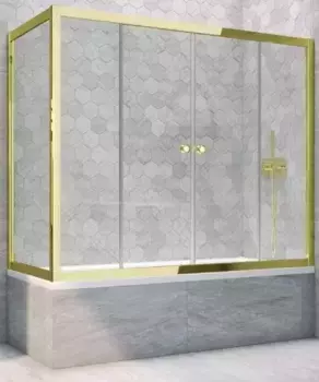 Шторка на ванну стеклянная «Vegas Glass» Z2V+ZVF Tur Novo 175/80 Crystal vision/золото универсальная