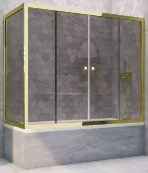 Шторка на ванну стеклянная «Vegas Glass» Z2V+ZVF Tur Novo 175/80 графит/золото универсальная