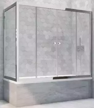 Шторка на ванну стеклянная «Vegas Glass» Z2V+ZVF Tur Novo 175/80 прозрачная/хром глянцевая универсальная