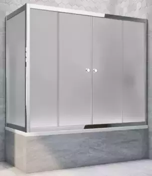 Шторка на ванну стеклянная «Vegas Glass» Z2V+ZVF Tur Novo 175/80 сатин/хром глянцевая универсальная