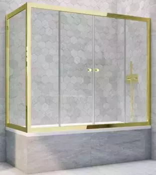 Шторка на ванну стеклянная «Vegas Glass» Z2V+ZVF Tur Novo 175/85 Crystal vision/золото универсальная
