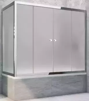 Шторка на ванну стеклянная «Vegas Glass» Z2V+ZVF Tur Novo 175/85 сатин/хром глянцевая универсальная