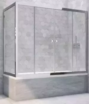 Шторка на ванну стеклянная «Vegas Glass» Z2V+ZVF Tur Novo 175/90 Crystal vision/хром глянцевая универсальная
