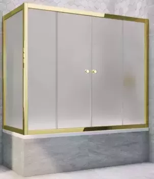 Шторка на ванну стеклянная «Vegas Glass» Z2V+ZVF Tur Novo 175/90 сатин/золото универсальная