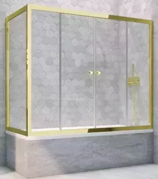 Шторка на ванну стеклянная «Vegas Glass» Z2V+ZVF Tur Novo 180/70 Crystal vision/золото глянцевое универсальная