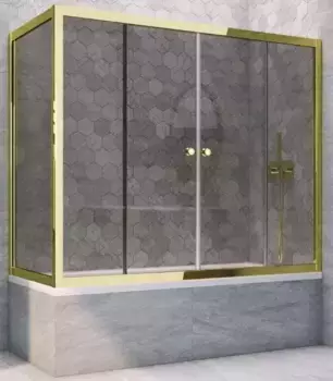 Шторка на ванну стеклянная «Vegas Glass» Z2V+ZVF Tur Novo 180/70 графит/золото глянцевое универсальная