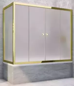 Шторка на ванну стеклянная «Vegas Glass» Z2V+ZVF Tur Novo 180/70 сатин/золото глянцевое универсальная