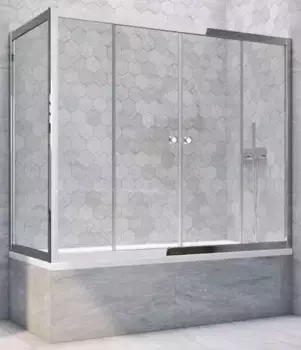 Шторка на ванну стеклянная «Vegas Glass» Z2V+ZVF Tur Novo 180/75 Crystal vision/хром глянцевый универсальная
