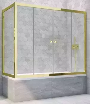 Шторка на ванну стеклянная «Vegas Glass» Z2V+ZVF Tur Novo 180/75 Crystal vision/золото глянцевое универсальная
