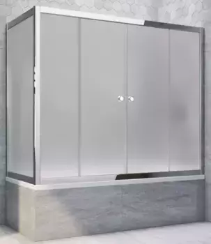 Шторка на ванну стеклянная «Vegas Glass» Z2V+ZVF Tur Novo 180/75 сатин/хром глянцевый универсальная